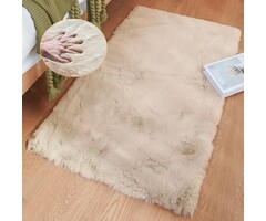 Flauschiger Webpelz Teppich 60x90cm Beige - Jetzt bis zu 43% günstiger