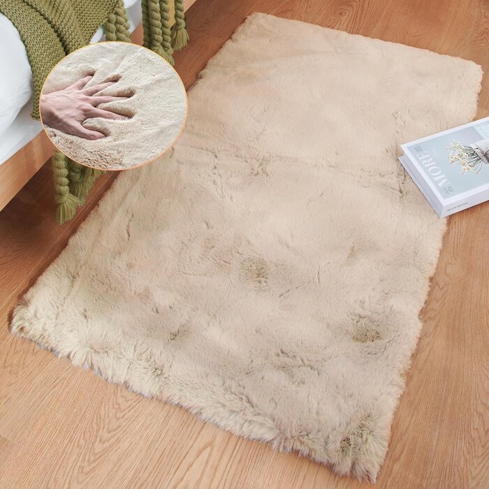 Webpelz Teppich Beige 60x90 cm - Kuscheliger Kunstfell-Läufer bis zu 31,4% günstiger