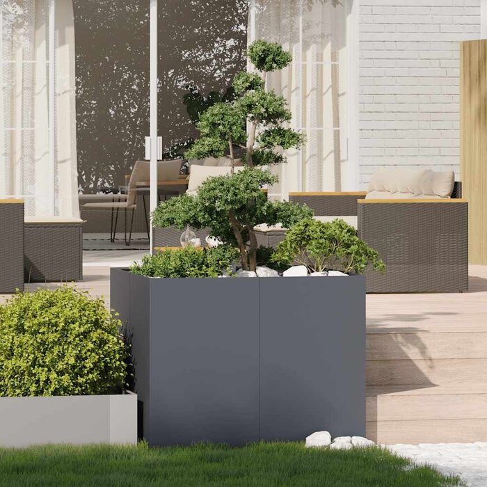 Stilvolles Hochbeet aus Stahl - 100x100x80cm - anthrazit - bis zu 34,2% sparen