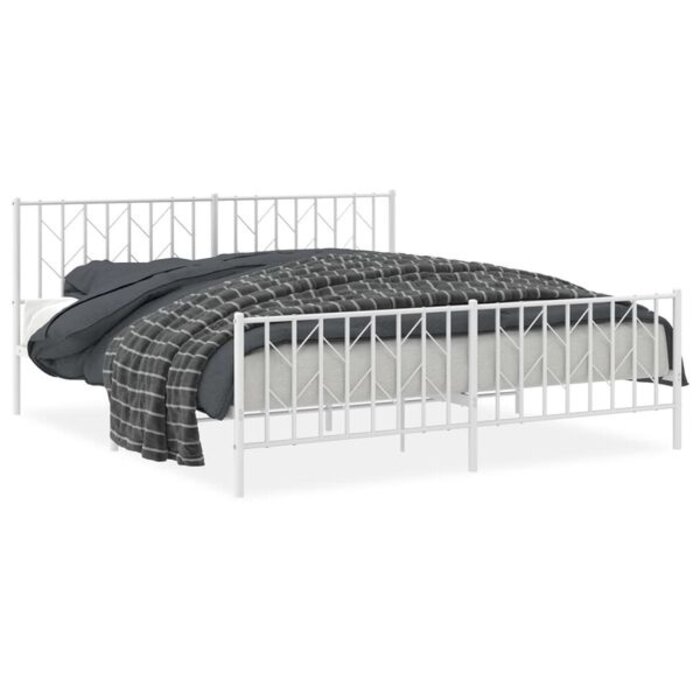 Stabiles Metallbett 183x213 cm - Weiß - Jetzt bis zu 34% günstiger