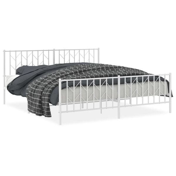 Stabiles Metallbett 183x213 cm - Weiß - Jetzt bis zu 34% günstiger