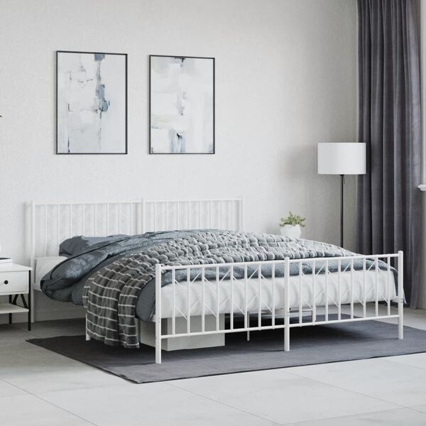 Stabiles Metallbett 183x213 cm - Weiß - Jetzt bis zu 34% günstiger