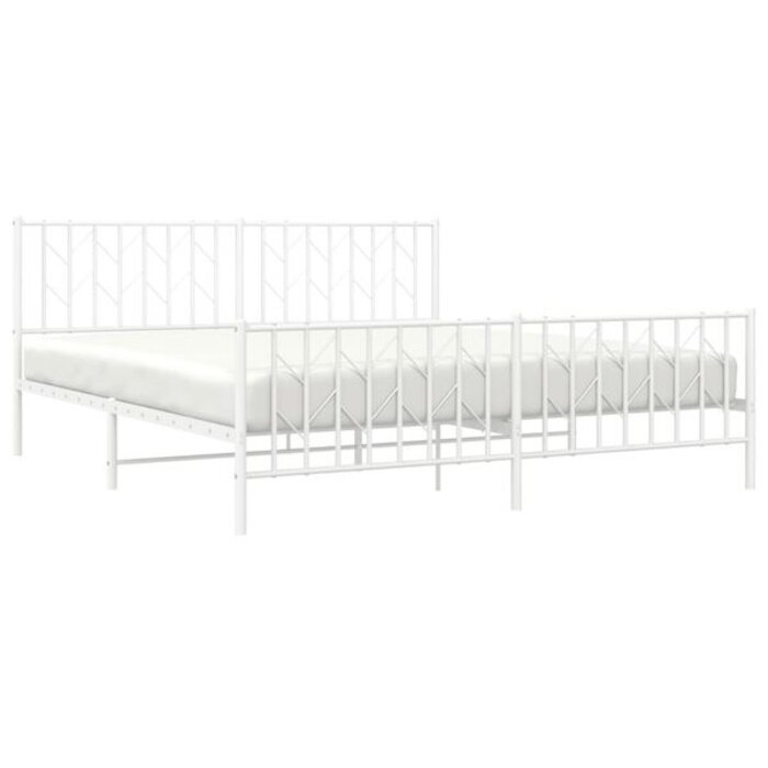 Stabiles Metallbett 183x213 cm - Weiß - Jetzt bis zu 34% günstiger