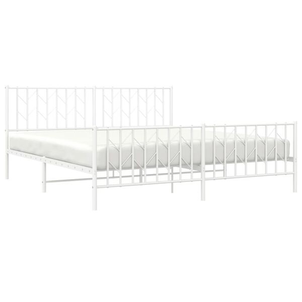 Stabiles Metallbett 183x213 cm - Weiß - Jetzt bis zu 34% günstiger