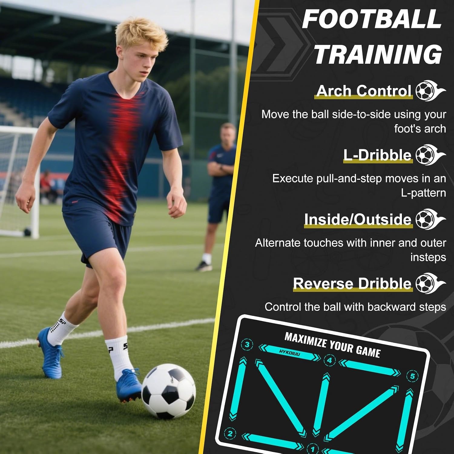 Fußball-Trainingsmatte 90x60 cm - Rutschfest für Technik & Speed (bis zu 62% Rabatt)