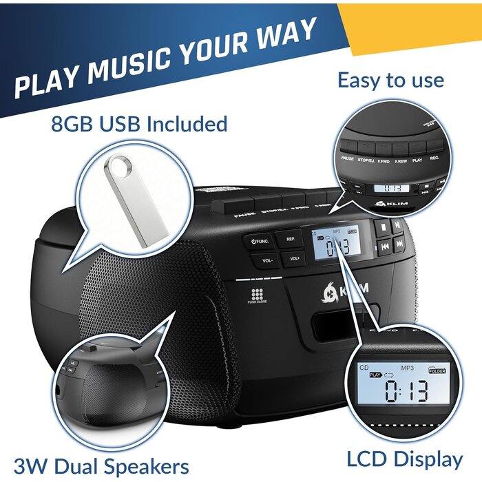 Tragbare Stereo-Boombox mit CD, Kassette & Bluetooth - bis zu 33,2% sparen