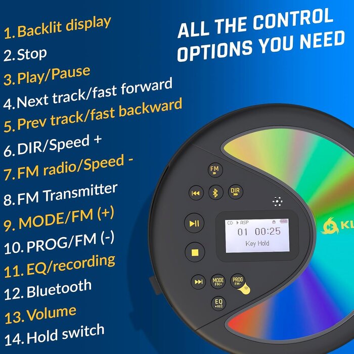 Tragbarer CD-Player mit Bluetooth & FM-Transmitter - bis zu 27,9% Rabatt