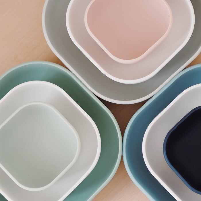 3-teiliges Silikon Schalenset für Kinder - Salbeigrün - bis zu 29,9% Rabatt