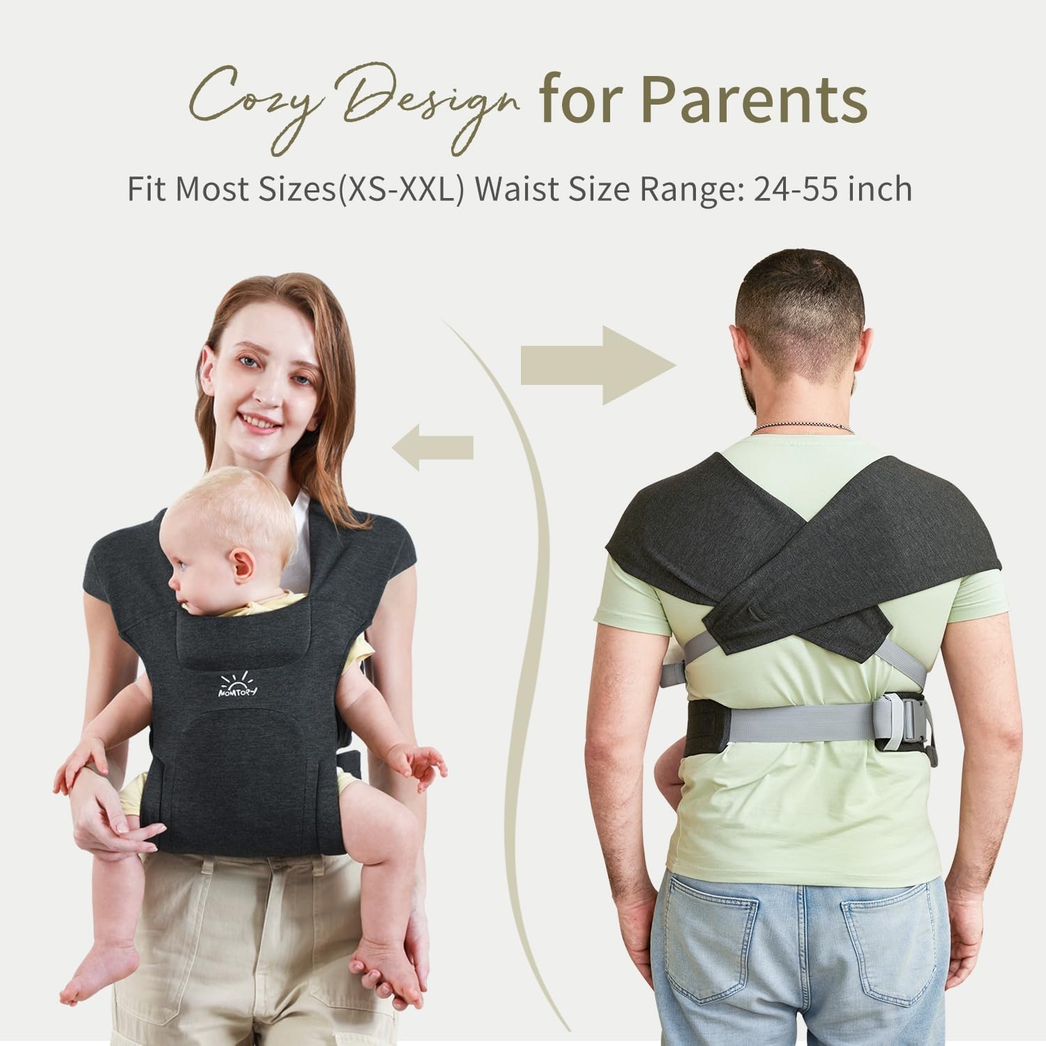 Ergonomische Babytrage - M-Position - Grau - bis zu 32,5% Rabatt