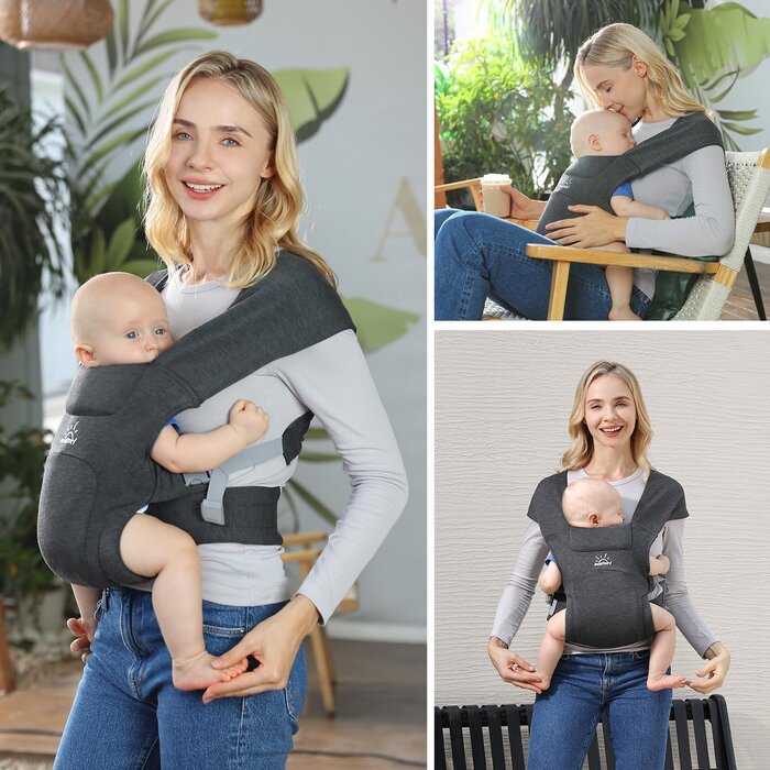 Ergonomische Babytrage - M-Position - Grau - bis zu 32,5% Rabatt