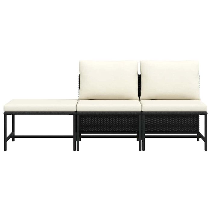 3-tlg. Poly-Rattan Lounge-Set - Schwarz - Bis zu 33,8% Rabatt