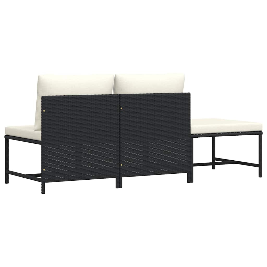 3-tlg. Poly-Rattan Lounge-Set - Schwarz - Bis zu 33,8% Rabatt