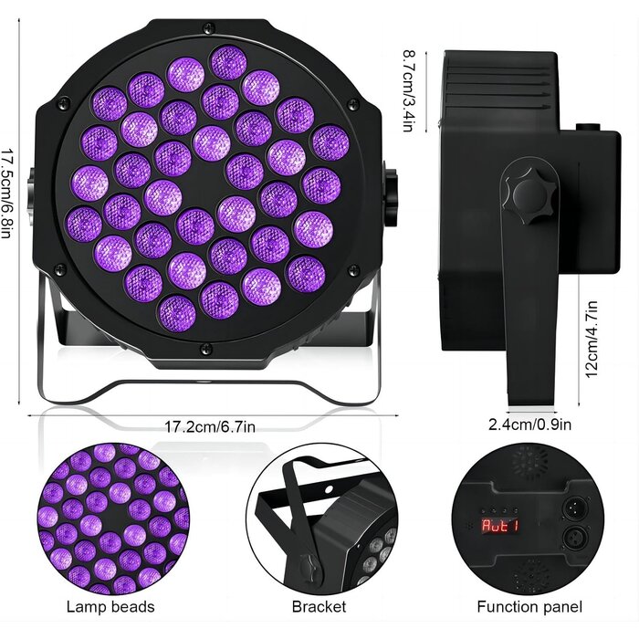 UV Blacklight DMX512 Scheinwerfer 72W - Party-Strahler - bis zu 32,3% Rabatt