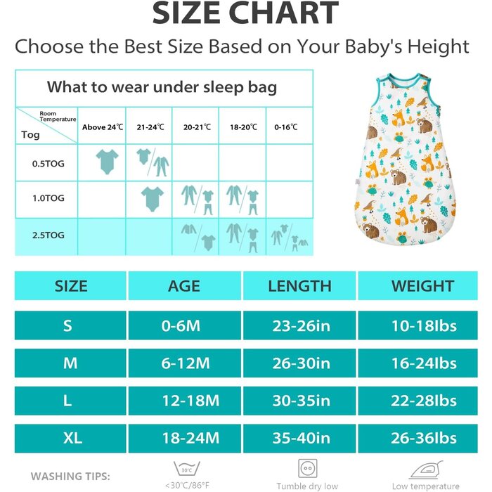 Babyschlafsack 2.5 TOG Tiermotiv aus Baumwolle - Jetzt bis zu 58% reduziert