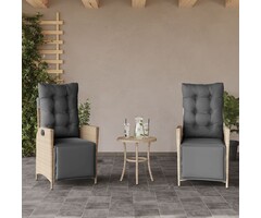 Vidaxl 2er Set Verstellbare Gartenstühle, Poly-Rattan, Beige - bis zu 41% sparen
