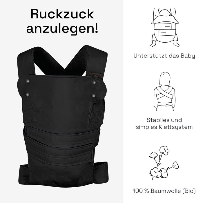 Ergonomische Babytrage aus Bio-Baumwolle - Schwarz XL - bis zu 63% günstiger