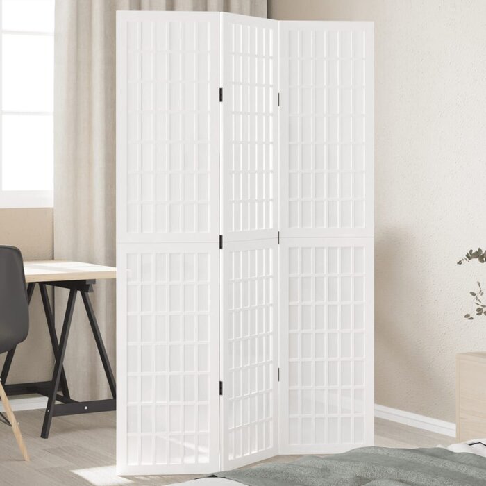Spanische Wand 3-tlg. aus massivem Paulownia-Holz, Weiß - bis zu 33,7% Rabatt