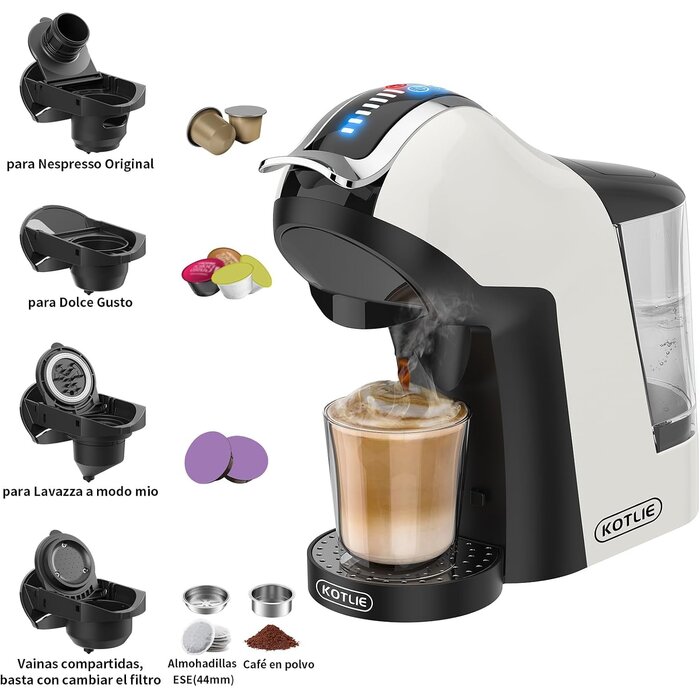 5-in-1 Multikapsel-Espressomaschine - 19 Bar - Weiß - Jetzt bis zu 33.9% sparen