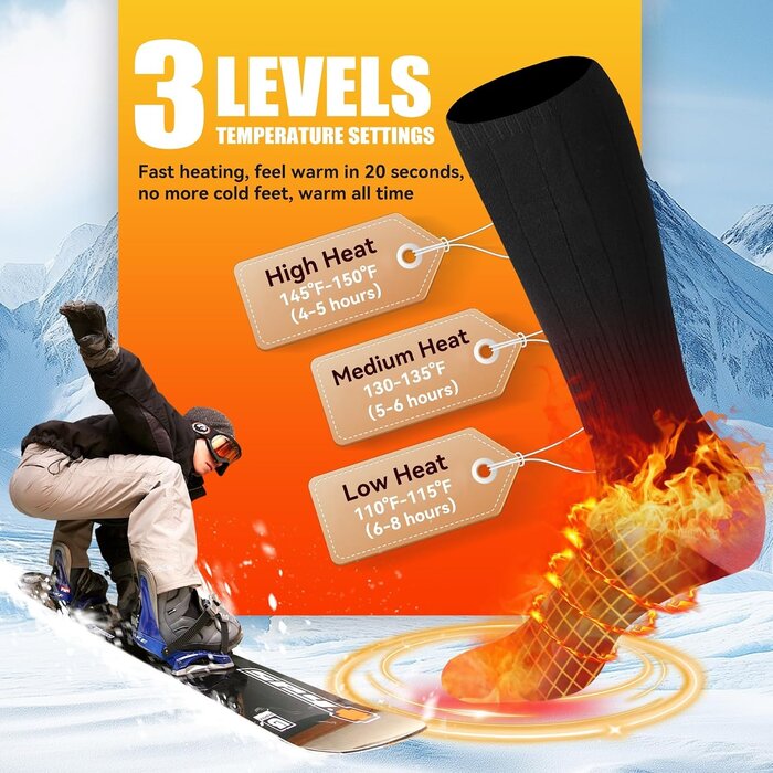 Rasfalo Beheizbare Socken mit 4000 mAh Akku - Unisex - bis zu 56% Rabatt