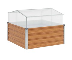 Vidaxl Hochbeet mit Gewächshausaufsatz - Hellbraun 100x100x77cm - bis zu 33,7% Rabatt