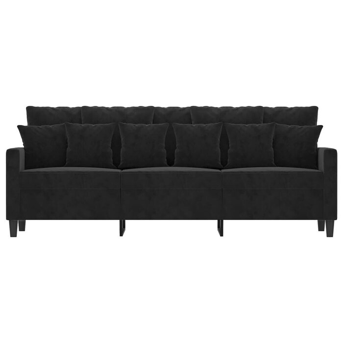Elegantes 3-Sitzer Sofa in Samt-Schwarz - Jetzt bis zu 34,5 % reduziert