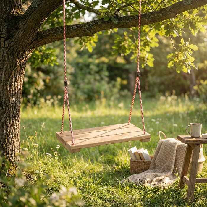Große Holzschaukel für 2 Kinder | Unbehandeltes Fichtenholz | Bis zu 30,4% sparen