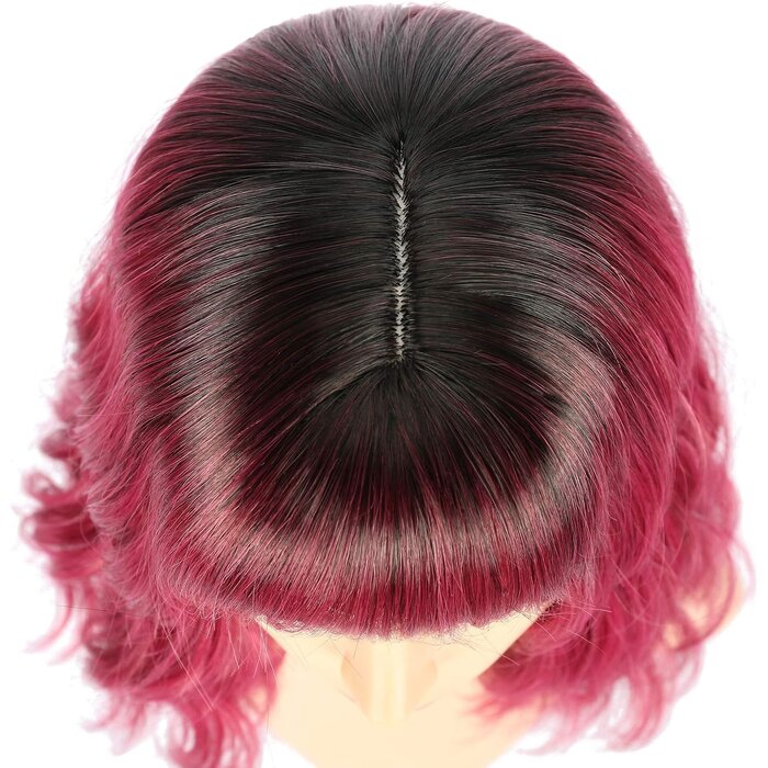 Bob-Perücke mit Pony Ombré Schwarz-Rot 30 cm - bis zu 51% reduziert