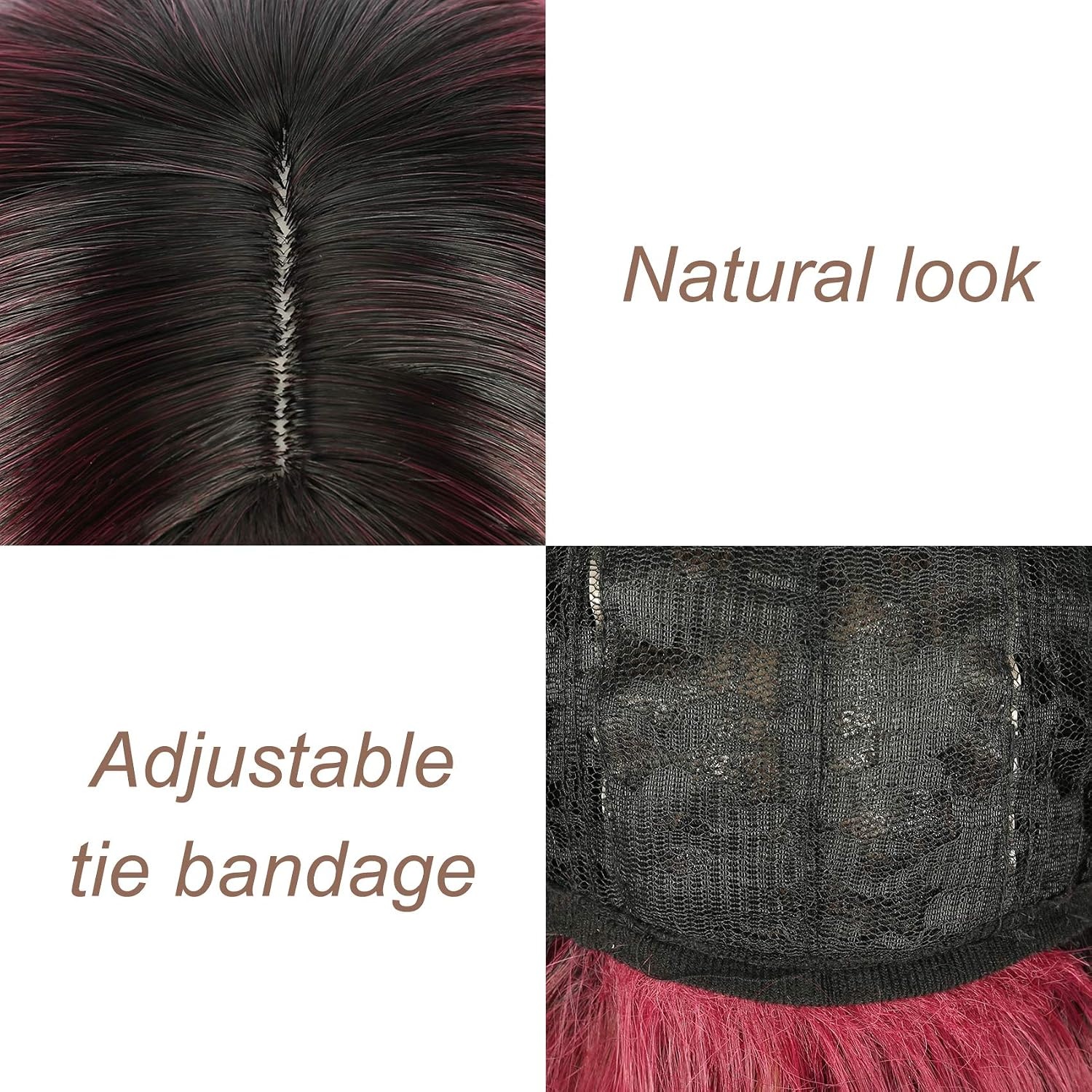 Bob-Perücke mit Pony Ombré Schwarz-Rot 30 cm - bis zu 51% reduziert