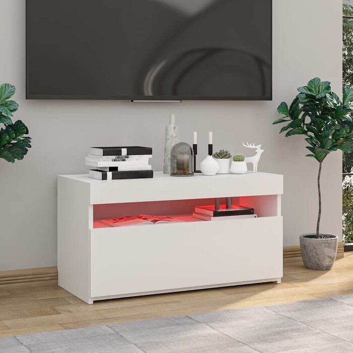 TV-Lowboard mit LED-Beleuchtung - Weiß - Sparen Sie bis zu 32,7 %