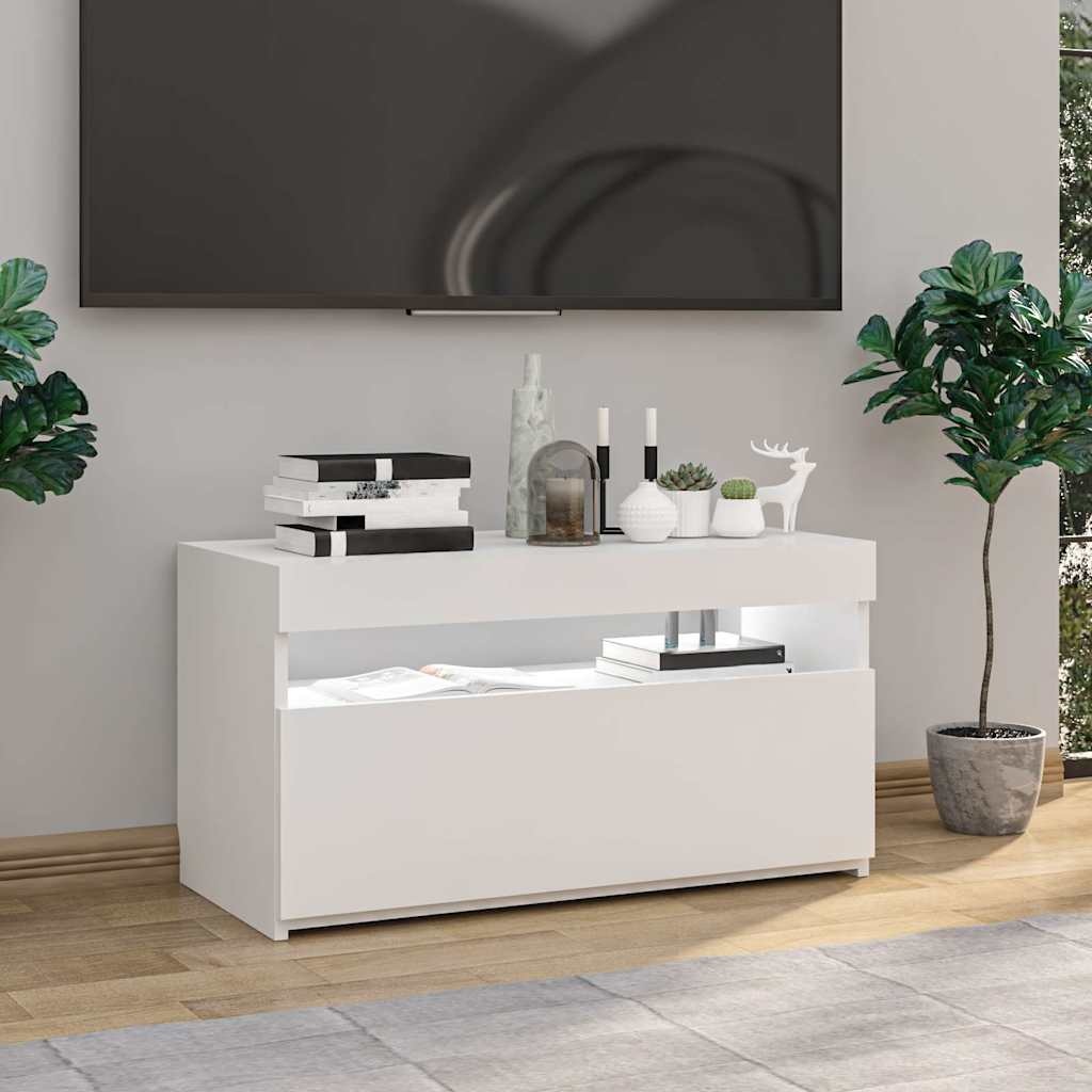 TV-Lowboard mit LED-Beleuchtung - Weiß - Sparen Sie bis zu 32,7 %