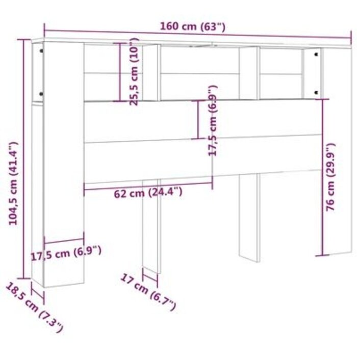 Bett-Kopfteil mit Regal Sonoma-Eiche 160 cm - Outlet bis zu 33,4% reduziert