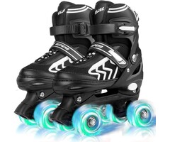 Verstellbare Kinder-Rollschuhe mit LED-Rollen, Schwarz - bis zu 39% Rabatt