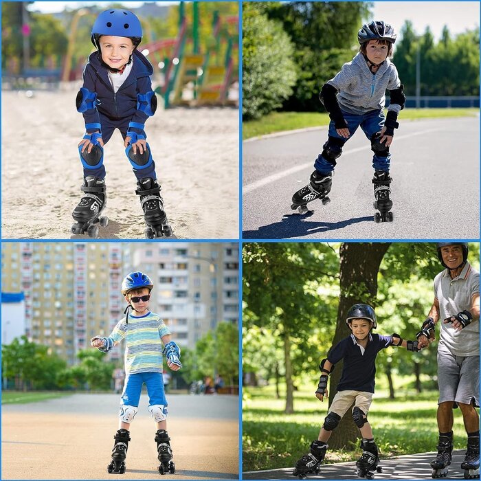 Verstellbare Kinder-Rollschuhe mit LED-Rollen, Schwarz - bis zu 32,6% Rabatt