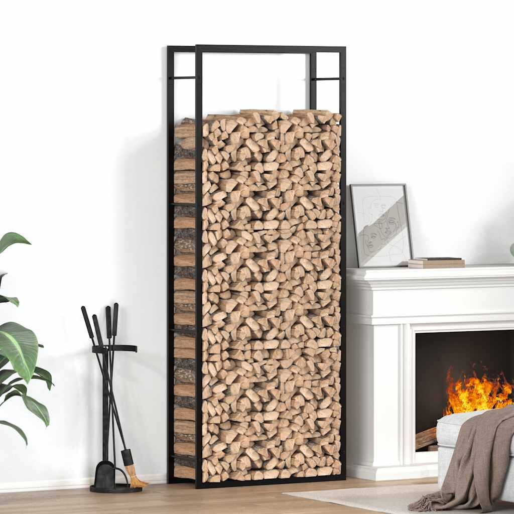 Kaminholzregal Stahl mattschwarz 80x28x222 cm - jetzt bis zu 32,9% sparen