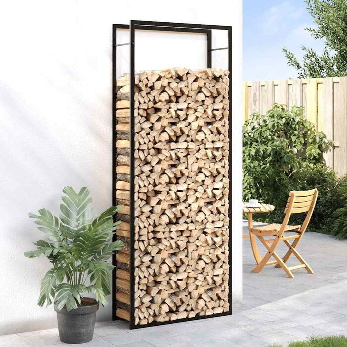Kaminholzregal Stahl mattschwarz 80x28x222 cm - jetzt bis zu 32,9% sparen