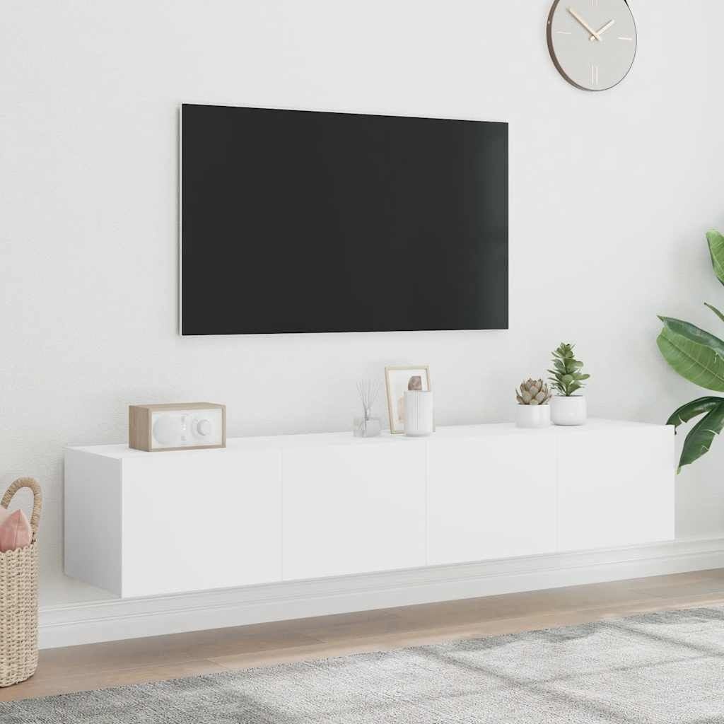 2er-Set TV-Wandschränke mit LED-Beleuchtung - Weiß - bis zu 34% sparen