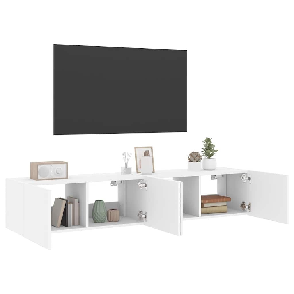 2er-Set TV-Wandschränke mit LED-Beleuchtung - Weiß - bis zu 34% sparen