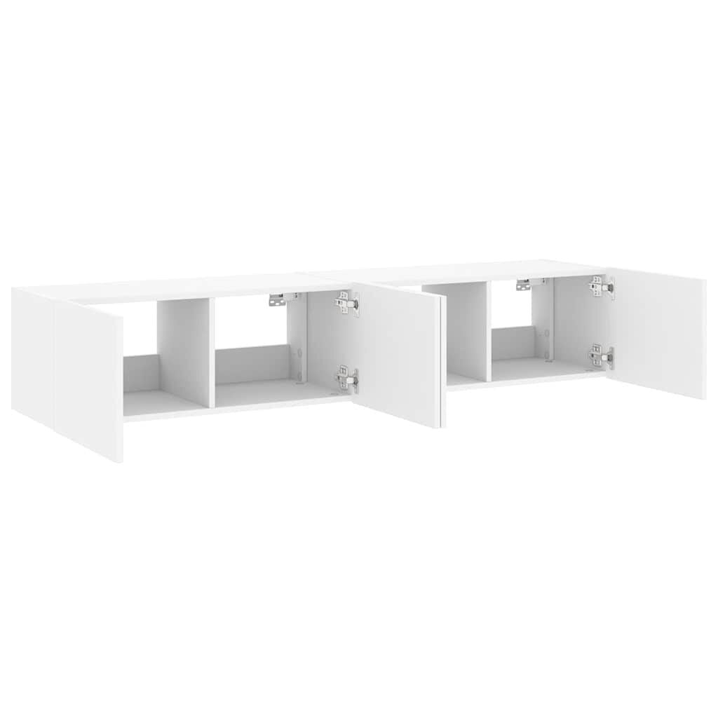 2er-Set TV-Wandschränke mit LED-Beleuchtung - Weiß - bis zu 34% sparen