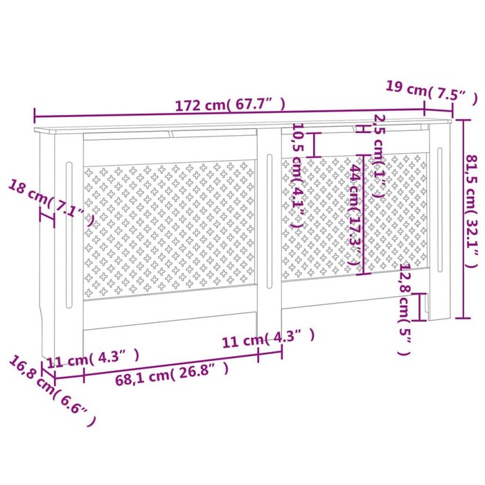 Stilvolle Heizkörperverkleidung 172cm - MDF Weiß - bis zu 34,3% Rabatt