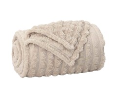 Vidaxl Flauschige XXL Fleece-Wohndecke Beige 240 x 220 cm - bis zu 57% sparen