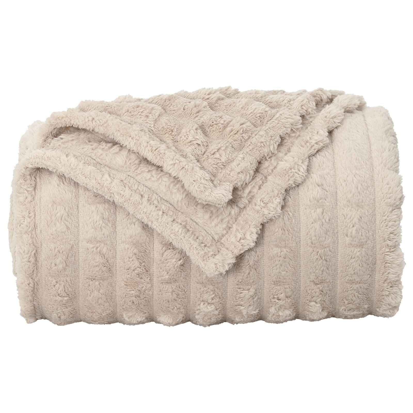 Vidaxl Flauschige XXL Fleece-Wohndecke Beige 240 x 220 cm - bis zu 57% sparen