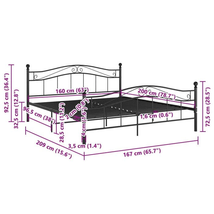 Metall-Bettgestell 160x200 cm Schwarz - Bis zu 34,2% Rabatt