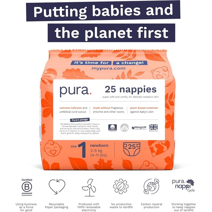 Öko-Windeln Größe 1 (2-5 kg) 150 Stück - Nachhaltig & bis zu 32% günstiger