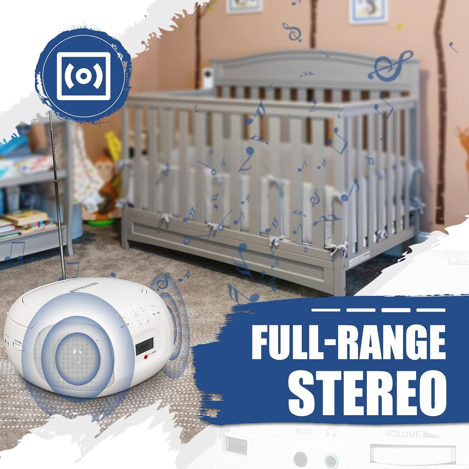Tragbare Bluetooth Boombox mit Radio - Weiß - bis zu 33 % reduziert