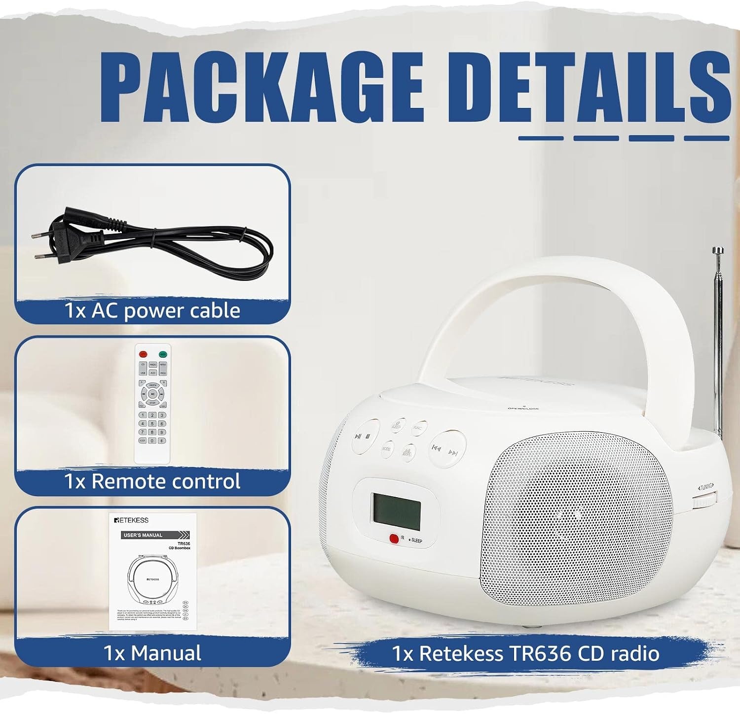 Tragbare Bluetooth Boombox mit Radio - Weiß - bis zu 33 % reduziert