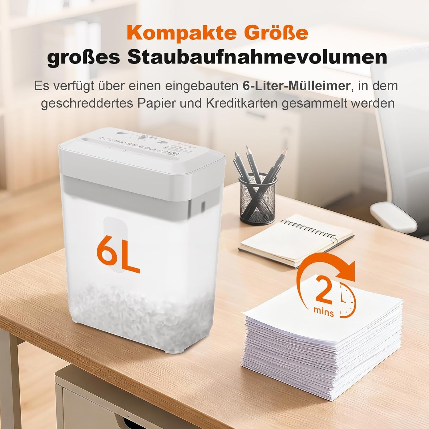 Kompakter Aktenvernichter P-4, 6 Blatt, 6L Behälter - bis zu 57% Rabatt