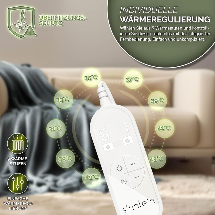 Elektrische Heizdecke 200 x 180 cm - Kuschelige Wärme, bis zu 58% reduziert