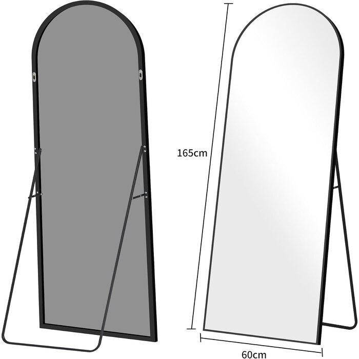 Eleganter Ganzkörperspiegel 165x60cm, schwarz - jetzt bis zu 34,3% günstiger