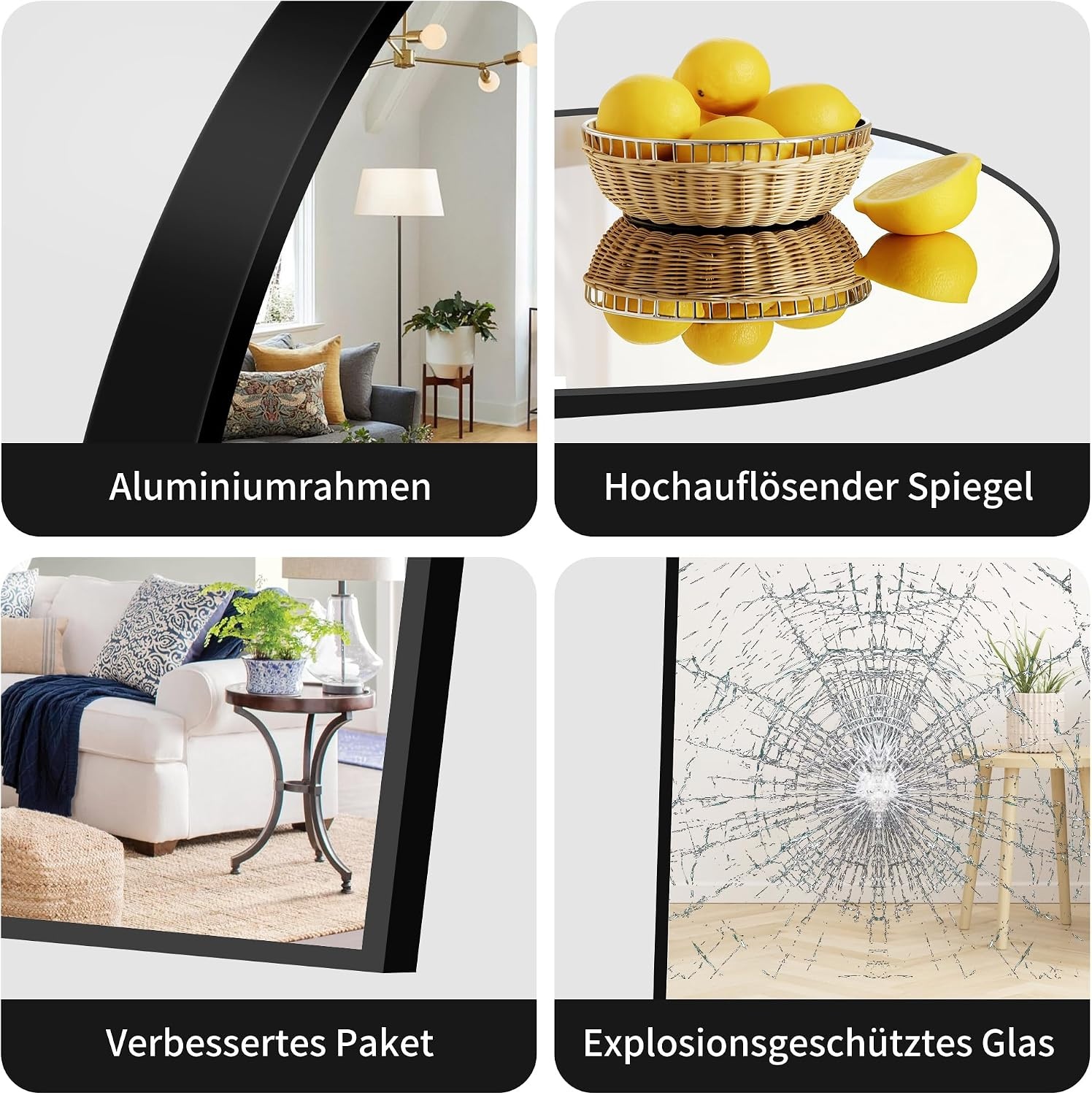 Eleganter Ganzkörperspiegel 165x60cm, schwarz - jetzt bis zu 34,3% günstiger