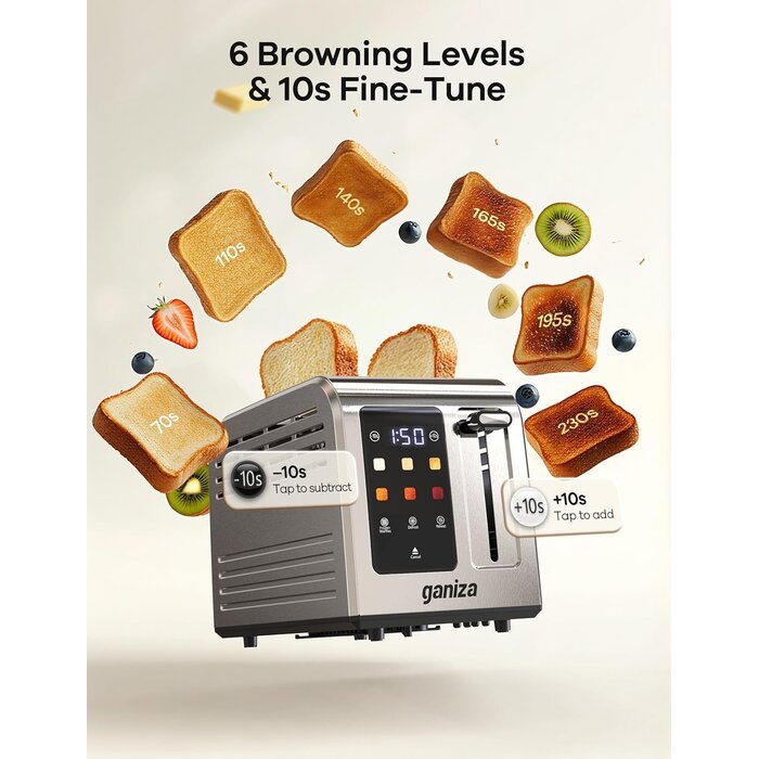 Edelstahl-Toaster mit Touchscreen, 925 W, 6 Stufen - bis zu 31,7% Rabatt